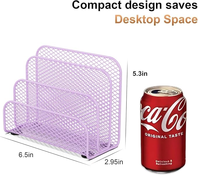 gianotter Mail Organizer Countertop | Mail Sorter with 3-Slot Mail Holder Letter Holder for Desk Bill Organizer for Office Receipts and Letter Paper Storage,Purple - Image 6