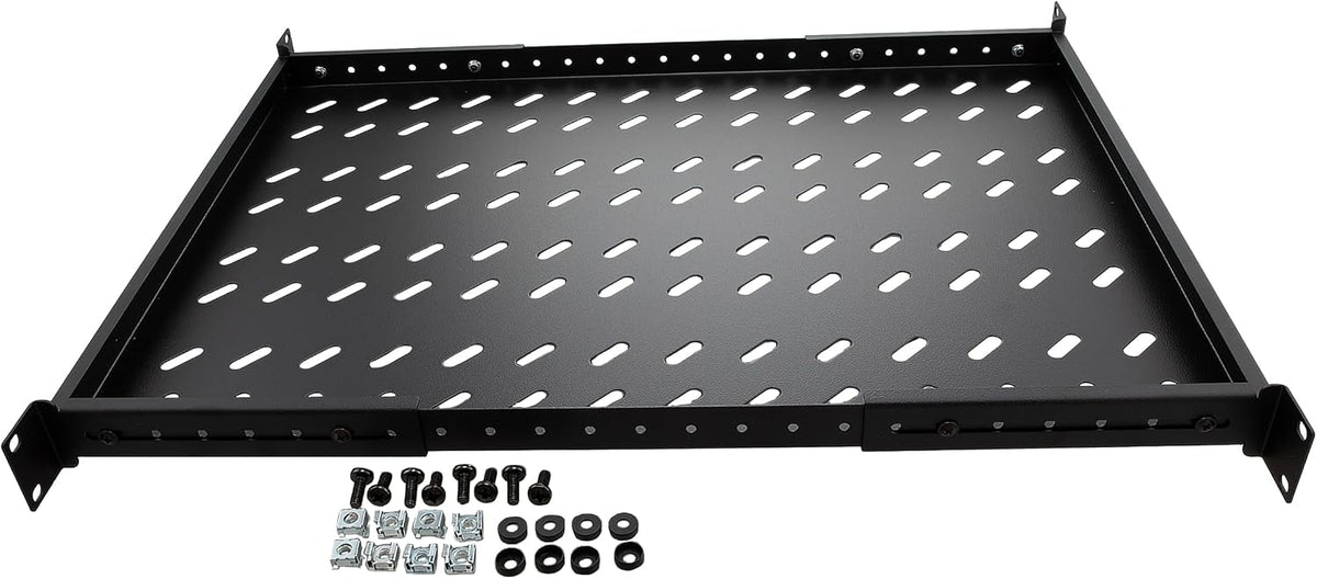 Navepoint 1U 19-Inch Fixed 4-Post Rack Mount Server Shelf with Adjustable Depth from 18-34 Inch Black - Image 3