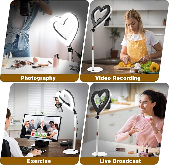 Ring Light for Desk,Heart Tabletop Light with 26" high Stand, RGB 47colors Selfie Light,USB Powered LED Desktop lamp with Phone Holder for Makeup Lights, Laptop Live Stream, YouTube,TikTok - Image 5