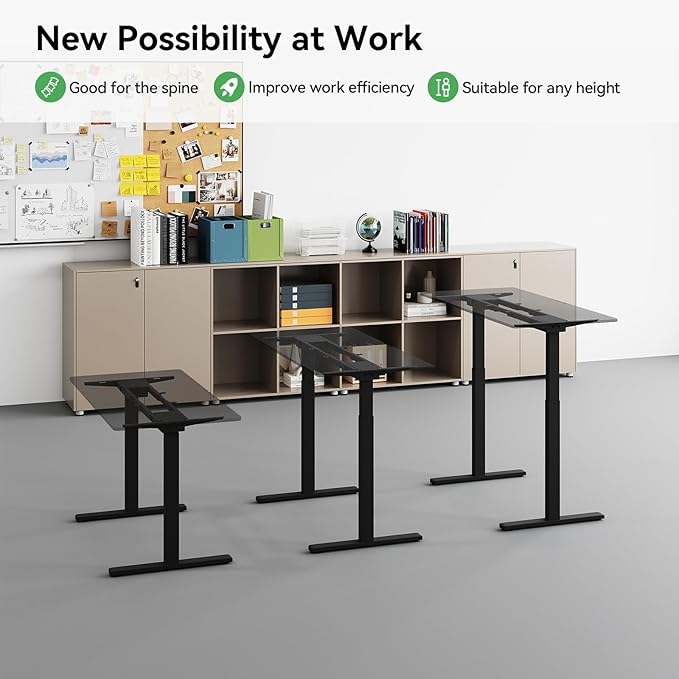 Dual Motor Standing Desk Frame for 40-63 in Tops, 264 lb, Black | Frame Only, Fits 40-63 x 24-28 in Tops, 28.3-46.5 in Height, 2+3 Controls, ≤45 dB, 264 lb Capacity - Image 5