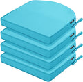 Outdoor Chair Cushions Set of 4, 17 x 16 Inch Waterproof Seat Pads | 3 Year Color Fastness Thick Patio Chair Cushion with Ties for Garden Lawn Sofa Couch, Teal by COMCAVER