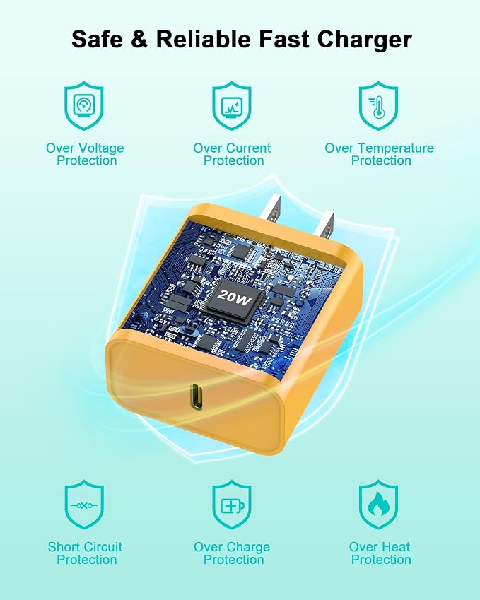 iPhone 17 16 15 Charger Fast Charging 10FT, 20W USB C Charger Block & Cable | 2Pack [Apple MFi Certified] 20W Type C Charger & 10FT Long Type C Charging Cord for iPhone 17/17 Pro/17 Pro Max/16 15 Pro Max - Image 5
