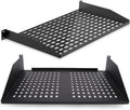 Pyle 19-Inch 1U+2U Server Rack Shelves - Universal Mounting Tray for Computer Racks & Cabinets, Wall Mount Compatible, Ventilated Design for Air Circulation, Black Computer Case,110lbs Weight Capacity by Pyle