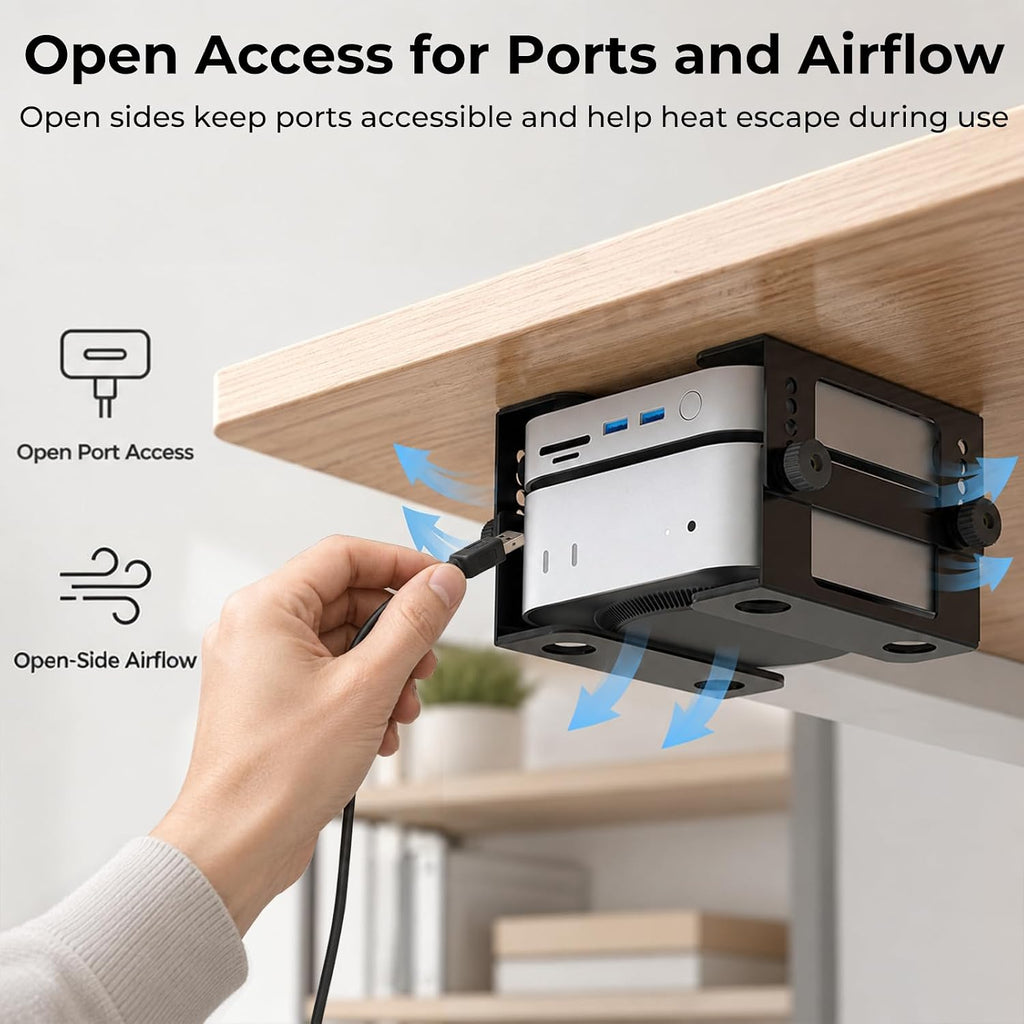 Adjustable Under Desk Mount for Mini PC Under Desk Holder for Mac Mini, Business Mini Desktop Computers 5-level Adjustable Height from 2.13–3.31 in Mini CPU Mounting Bracket with Screws and Cable Ties - Image 7