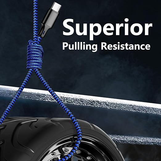 USB C to USB C Cable, 3 Pack 6ft Type C Fast Charger Cord (Blackblue) | Nylon Braided High-Speed Data Transfer Wire for iPhone 17/16/15 Plus/Pro Max iPad Air Ps5 Controller Samsung Galaxy - Image 3