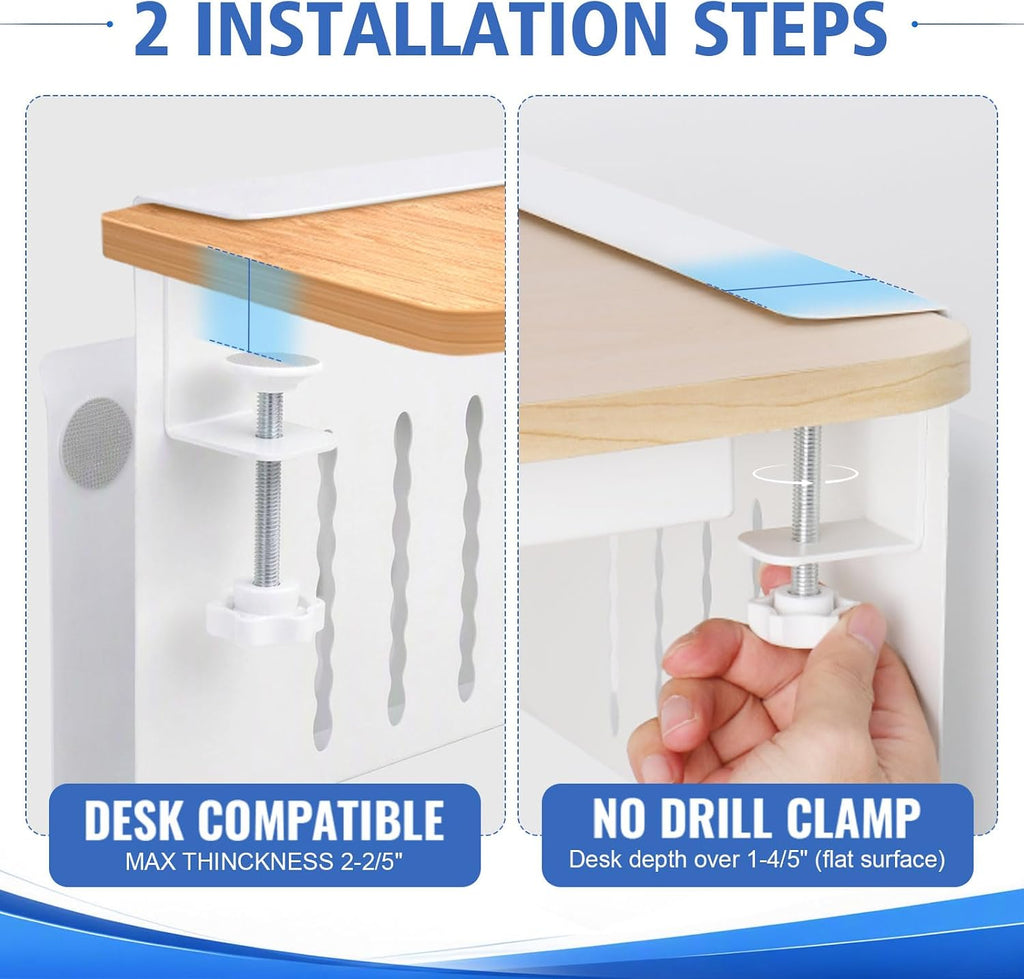 LUKETURE Desk Side Storage, Laptop Holder No Drill Clamp On Organizer - Image 6