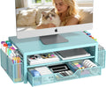 Desk Organizer, Monitor Stand Riser with Drawer and 2 Pen Holders by OPNICE