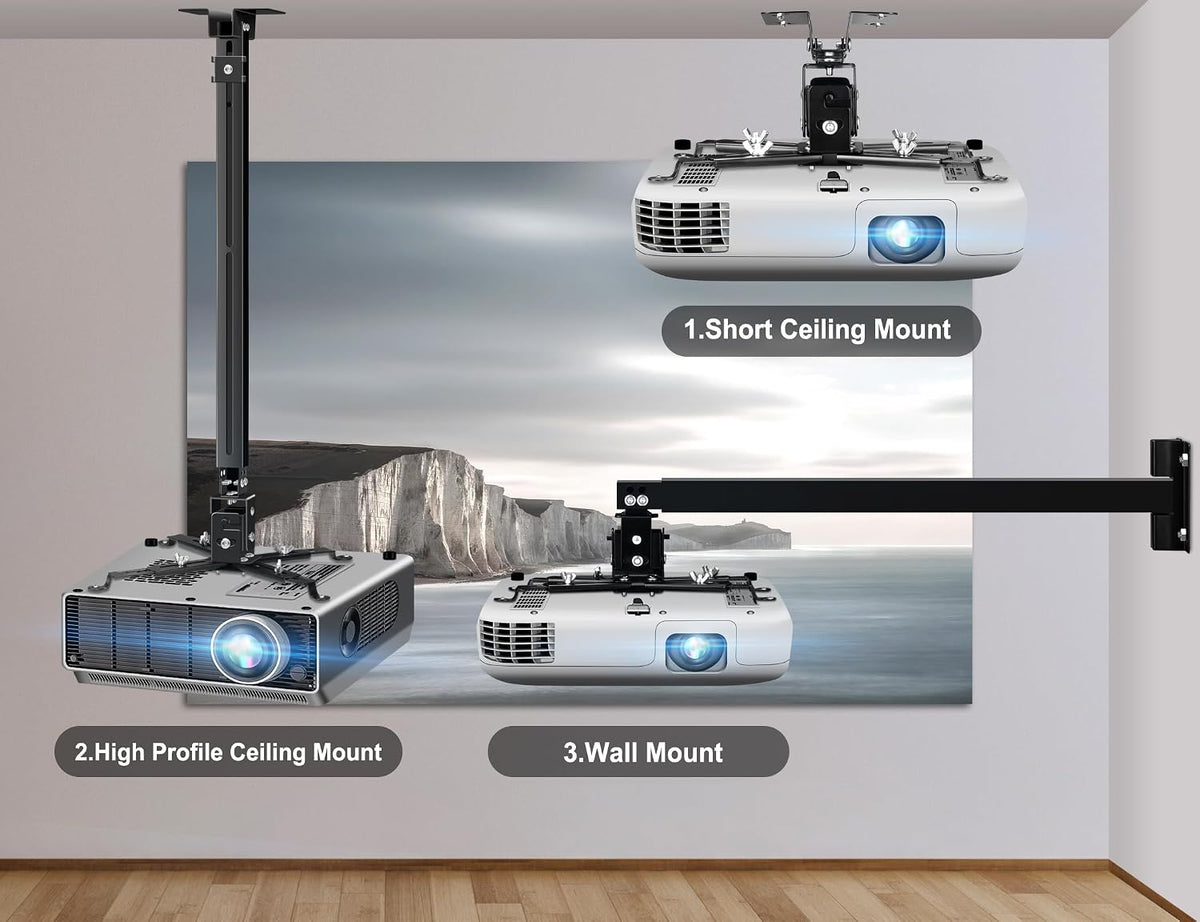 2-Be-Best Upgraded Long Projector Mount Height 25-39"/ 63-100CM Projector Ceiling Mount Adjustable Projectors Mounts for Ceiling Black - Image 5