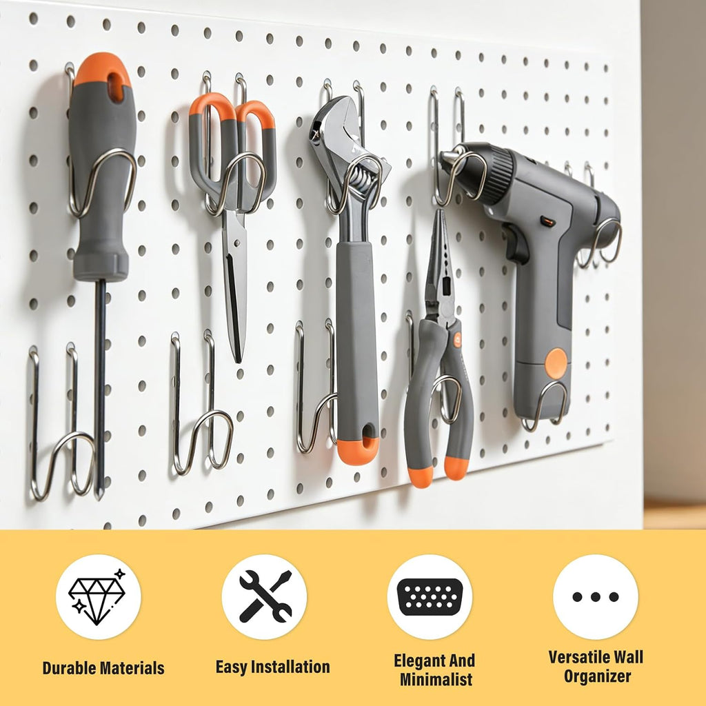 DEWEL 2 Pack Metal Pegboard, 23x12 Inch Pegboard Wall Organizer with Hooks - Image 5