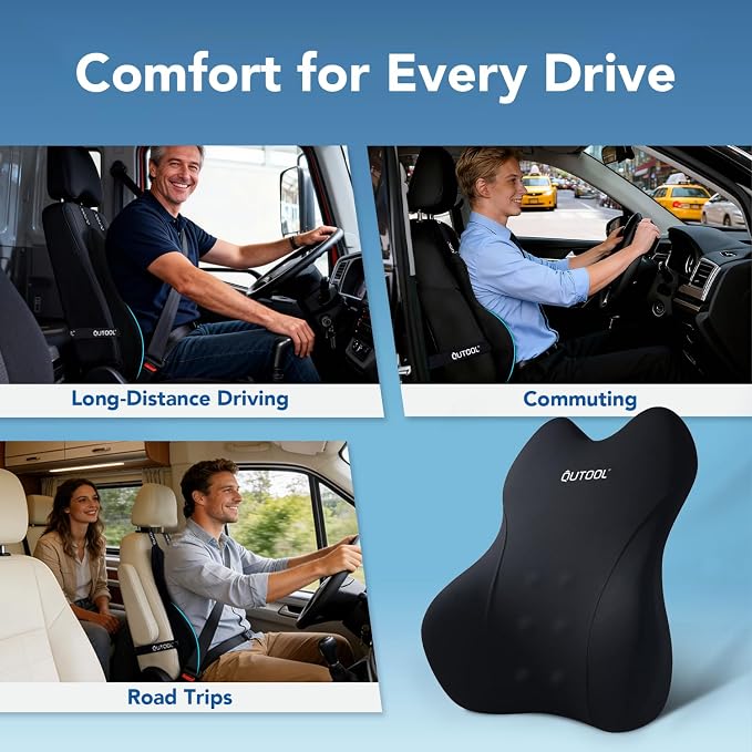 Lumbar Support Pillow for Car, Truck Accessories Travel Essentials, Memory Foam Back Cushion for Driving Seat, Back Pain Relief,Washable Cover, Lower Back Support Fits Most Cars(Black) - Image 5