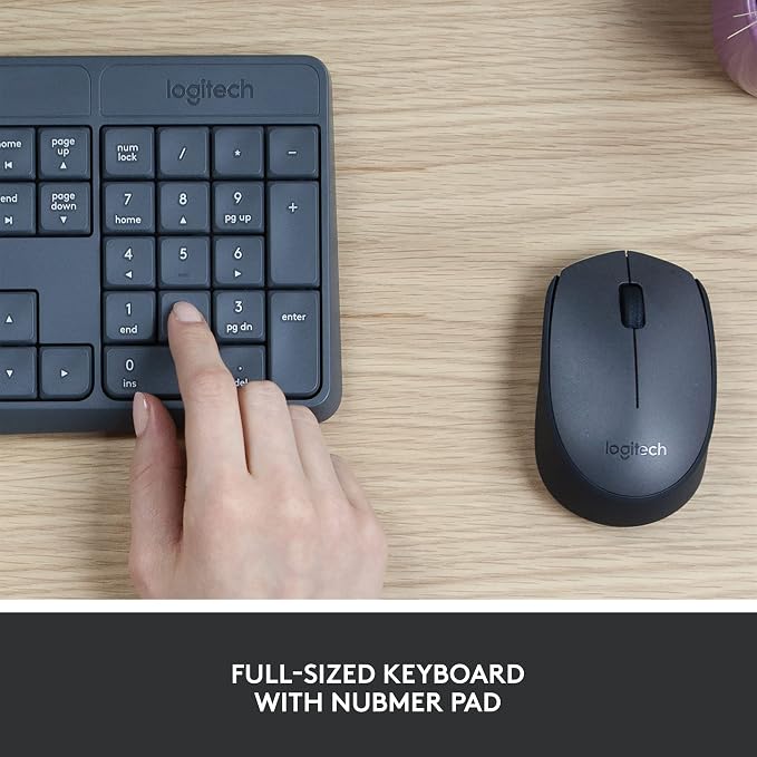 Logitech MK235 Full Size Wireless Keyboard and Mouse Combo | Full size keyboard with spill-resistant design, compact ambidextrous mouse, connect via single included USB-A Nano Receiver - Image 3
