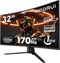 KOORUI 32 inch Curved Gaming Monitor, QHD 170Hz, 1ms 1500R Display | 2560×1440p Monitor, Adaptive Sync, 90% DCI-P3, HDMI×2 and DP, VESA, FPS & Console Gaming, Immersive Gaming by KOORUI