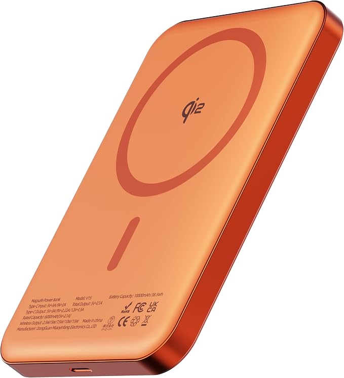 Qi2 Certified Magnetic Power Bank 10000mAh, 15W Fast Wireless Charger, Ultra-Slim LiFePO4 Battery Pack with 20W PD USB-C, Portable Charger for iPhone 17-12, Apple Watch & AirPods by Unknown