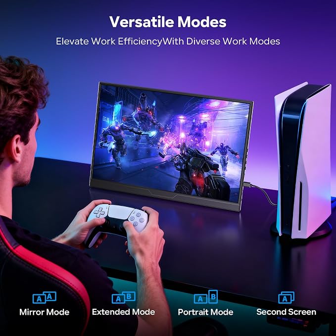 Dopesplay 120Hz Portable Gaming Monitor 16" 1200P FHD 100% sRGB Portable Display with Adjustable Stand, USB-C & HDMI External Monitor & Travel Screen for Laptop Mac PC Phone Xbox PS5 Switch - Image 7