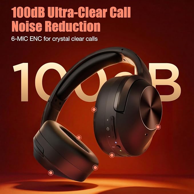 Vonaural Active Noise Cancelling Headphones, Upgraded Wireless Bluetooth Headphones Over Ear (Carbon Black) - Image 4