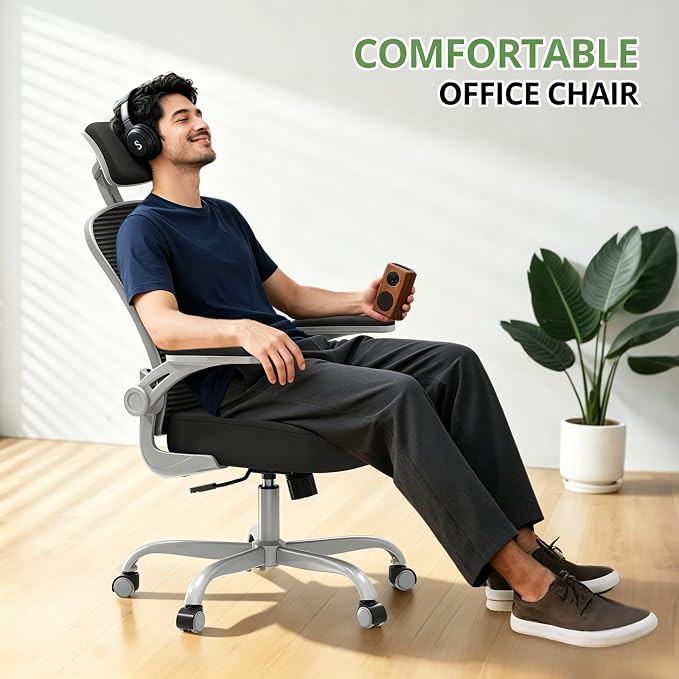 Office Chair|330LBS Capacity Ergonomic Desk Chair | High Back Computer Chair,Long Hours Comfortable,Rolling Swivel,Flip-up Armrests,Home Office - Image 7