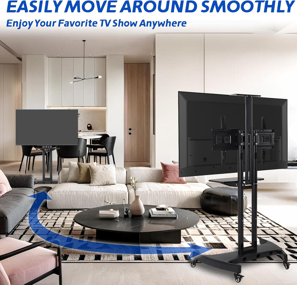 Mobile TV Cart with Wheels, Outdoor TV Stand, Heavy Duty Rolling TV Stand - Image 4
