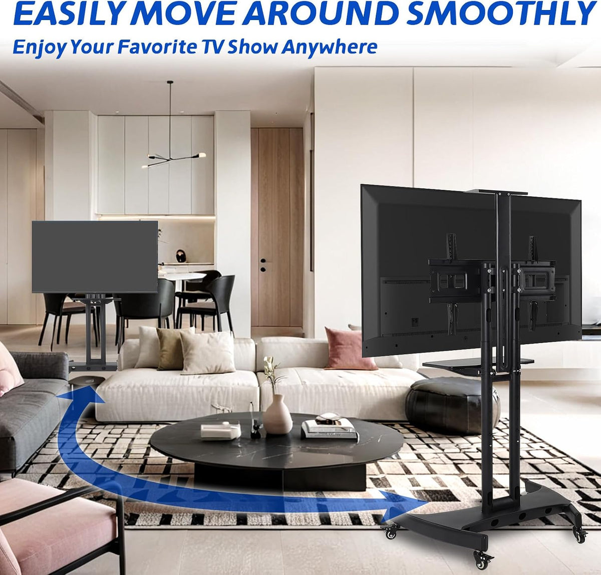 Mobile TV Cart with Wheels, Outdoor TV Stand, Heavy Duty Rolling TV Stand - Image 4