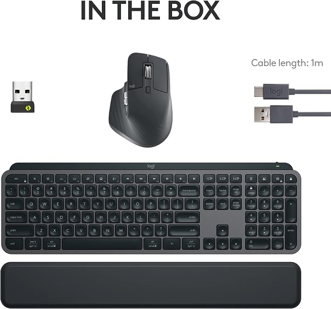Logitech MX Keys S Combo Performance Wireless Keyboard and Mouse - Graphite | Includes palm rest, customizable illumination, fast scrolling, Bluetooth, USB C, Windows, Mac, Linux, Chrome compatible - Image 9