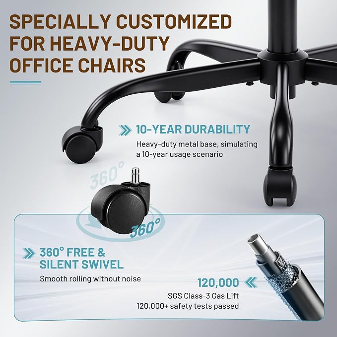 Ergonomic Office Chair, PU Leather High Back Executive Chair with Adjustable Inflatable Lumbar Support and Padded Flip-Up Arms, Recline Swivel Task Computer Chair for Home Office, Khaki - Image 9