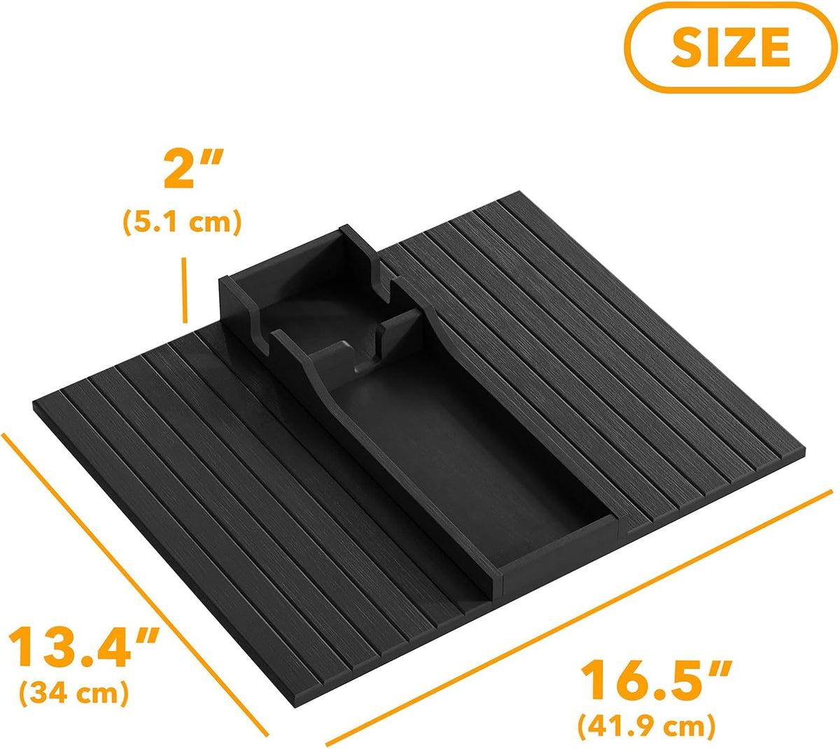 SpaceAid Bamboo Couch Cup Holder, Anti Falling Foldable Sofa Armrest Tray with Cup Holder, Couch Arm Side Table Organizer for Drink Cup Remote Snacks (Black) - Image 4