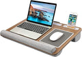 HUANUO Lap Desk - Fits up to 17 inches Laptop Desk, Built in Mouse Pad & Wrist Pad for Notebook, Laptop, Tablet, Lap Stand with Tablet, Pen & Phone Holder, Brown Woodgrain by HUANUO