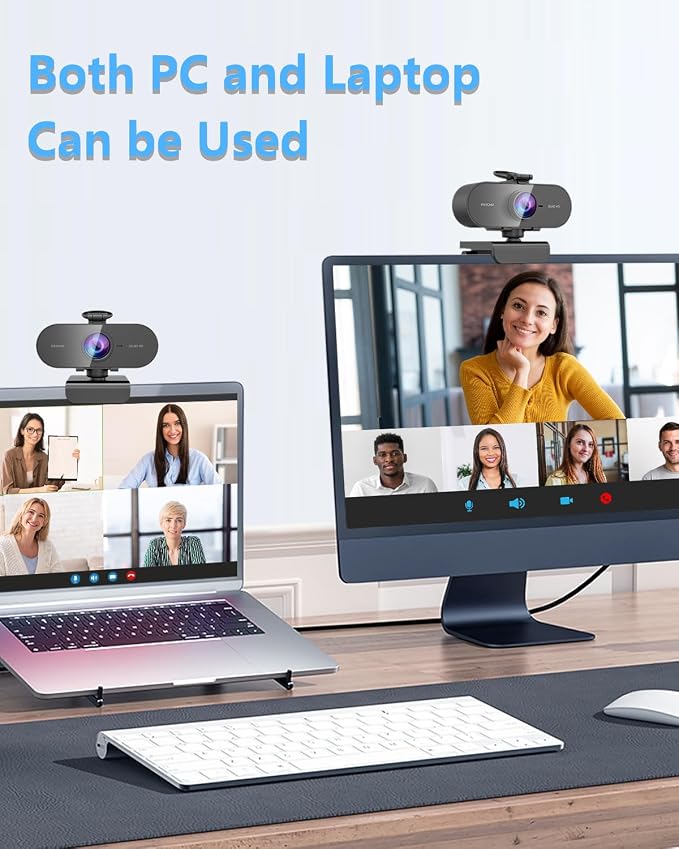 2K Webcam for PC Mac Laptop with Microphone,Full HD Web Cam for Streaming with Privacy Cover Sliders,USB C Web Camera for Desktop Computer Monitor,External Small Best Webcam For Microsoft Teams Gaming - Image 6