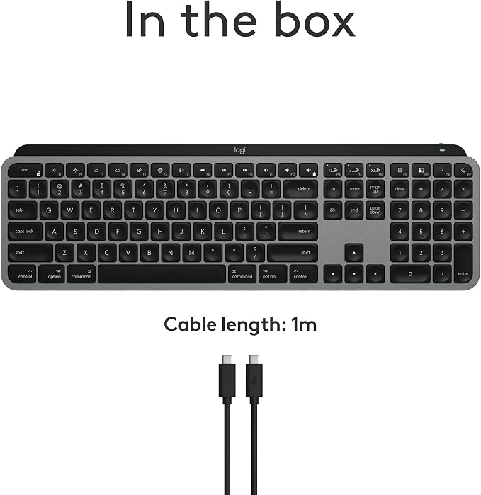 Logitech MX Keys S Mac Wireless Keyboard Fluid Precise - Space Grey | Fluid, precise laptop-like typing, programmable keys, USB-C rechargeable, for MacBook Pro, MacBook Air, iMac, iPad - Image 10