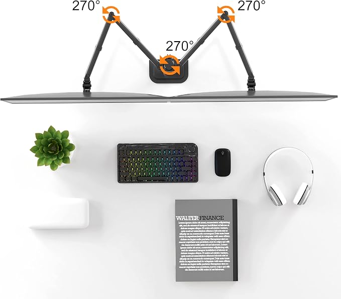 Pholiten Dual Monitor Stand for 2 Screens up to 42Inches | Adjustable Monitor Arm, Tilt, Swivel, Rotate, Supports Tilt, Swivel, Rotate, Supports 22 lbs Each - Image 5