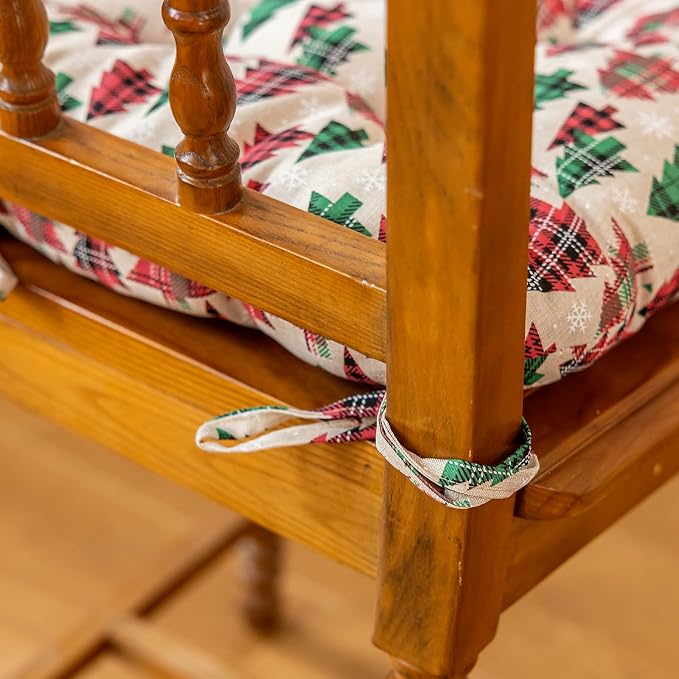 vctops Christmas U-Shaped Chair Cushions with Ties (Pattern D,16"x16") | Soft Comfortable Linen Textured Chair Pads Non Slip Seat Cushions for Indoor Dining Room and Kitchen Chairs - Image 6