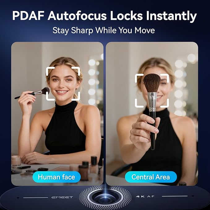 EMEET C60E 4K Webcam for Streaming & Gaming，PDAF Autofocus | Dual Mics, Live Streaming Camera with Auto Light Correction, Plug & Play USB Webcam for PC & Mac - Image 3