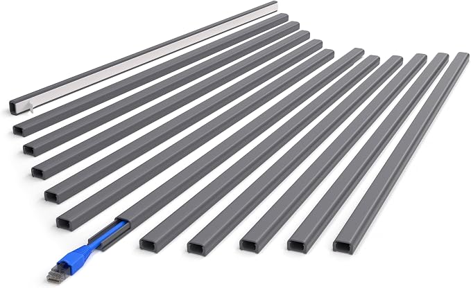 ZhiYo 204" Grey Cord Cover for 1 Wire, Mini Size, 0.5" W x 0.3" H | Fits 1 Cat6 Cable, Ideal for Door Frame Corners, Low-Profile Design Blends In, 12 Pack (17" Each), Self-Adhesive, Paintable by ZhiYo