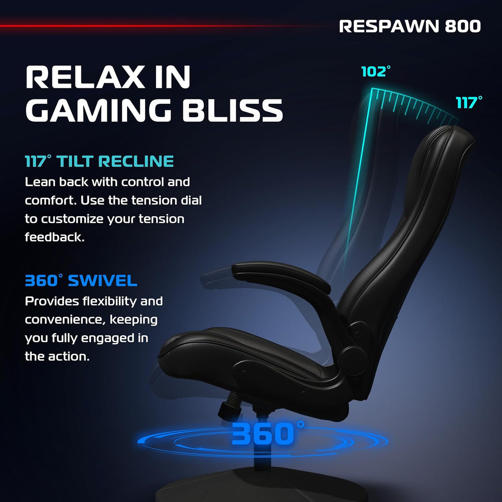 RESPAWN 800 Console Rocker Gaming Chair, Swivel Seat with Lumbar Support - Image 5