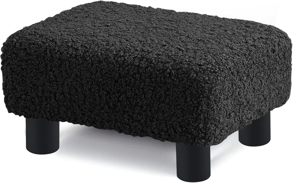 BRIAN & DANY Small Foot Stool Ottoman, Footstool with Legs, Sherpa Foot Rest for Couch, Foot Stools Small for Living Room, Bedroom and Office, Coal Black by BRIAN & DANY