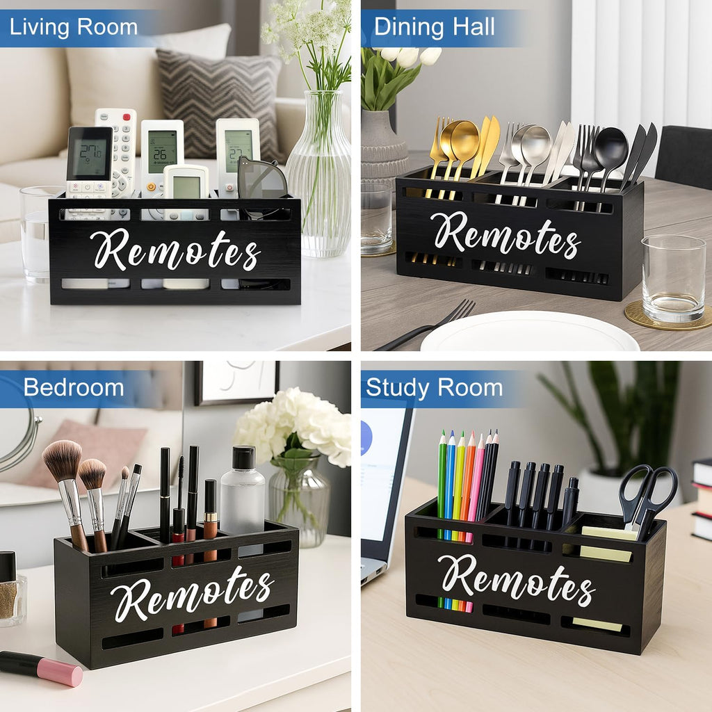 Wood Black TV Remote Organizer Wall Mount Remote Control Holders for Table - Image 7
