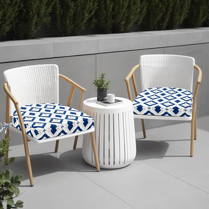 idee-home Outdoor Chair Cushions Set of 2, 17 x 17 Outdoor Seat Cushions | Patio Chair Cushions for Outdoor Furniture Waterproof with Ties, Outdoor Seat Cushion, Patio Chair Pads Dining Chair - Image 6