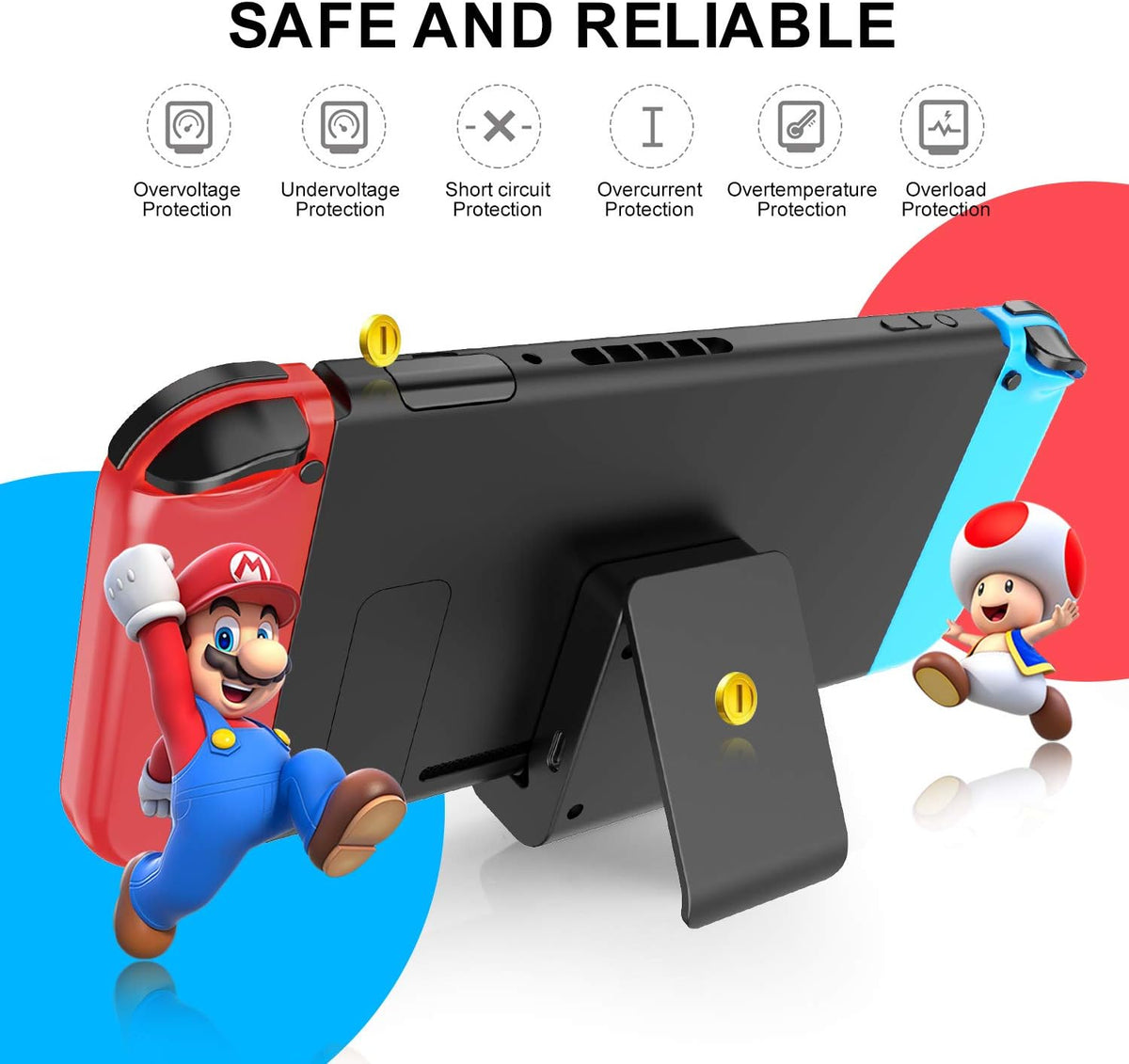 Switch Stand for Nintendo,Charging Dock for Switch 2 / Lite/OLED, Portable Adjustable Charging Stand for Nintendo with USB Type C Charger Port(Black) - Image 2