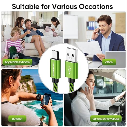Teyssor USB C Cable 10FT 5-Pack Nylon Braided USB A to Type C Fast Charging Cord Compatible with Samsung Galaxy S24 S23 S22, Note 20 10 9 8, Moto G7 G8 - Image 7