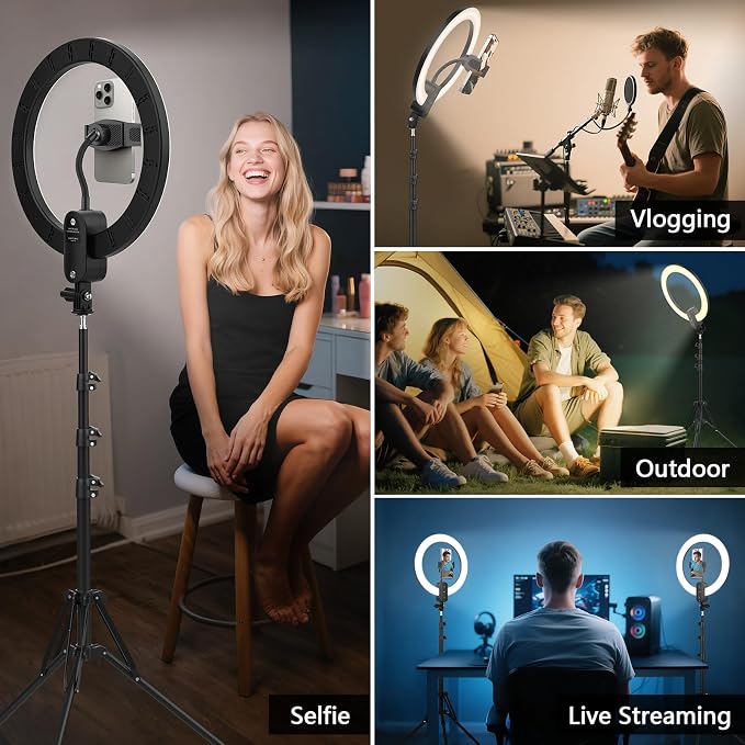 20W 12" Selfie Ring Light with 63" Tripod Stand/Phone Holder - Image 7