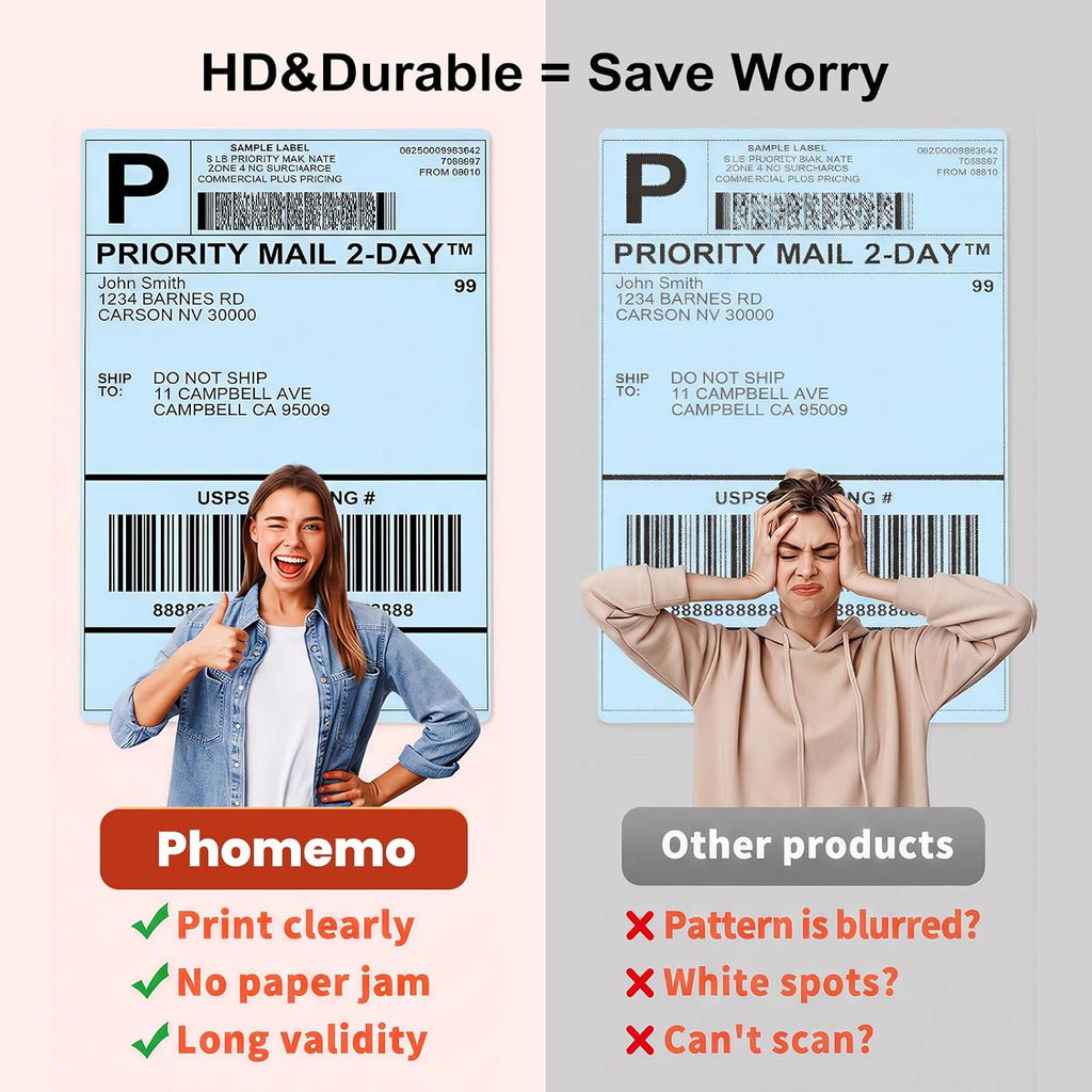 Phomemo 4x6 Thermal Shipping Labels for Address, Blue Label 250 PCS/Roll - Image 4