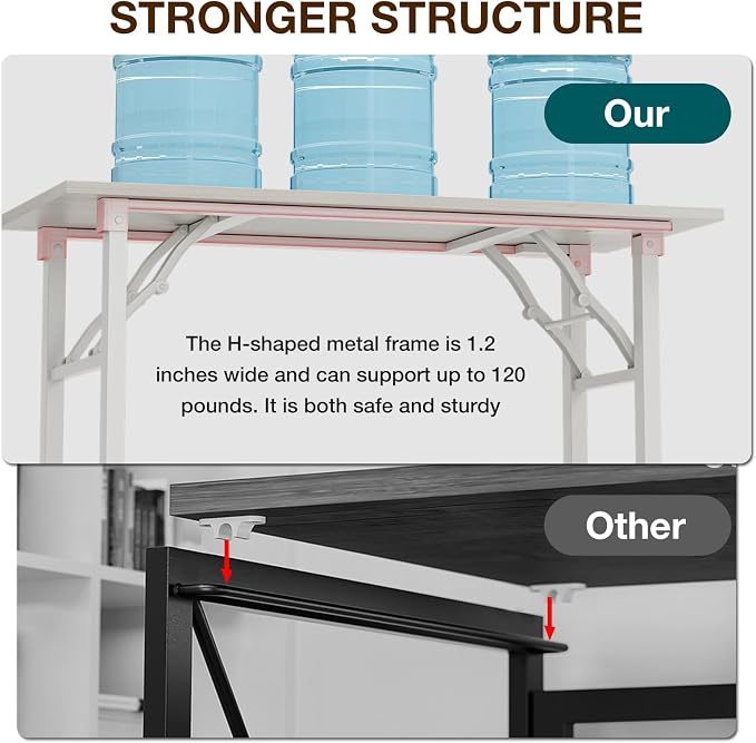 TEMI Small Computer Desk Folding Table - No Assembly, Compact 43.3" Foldable Desk with Power Outlets & USB Charging Port, Portable Small Office Desk, Ideal Mini Study Table for Narrow Spaces,White Ash - Image 6