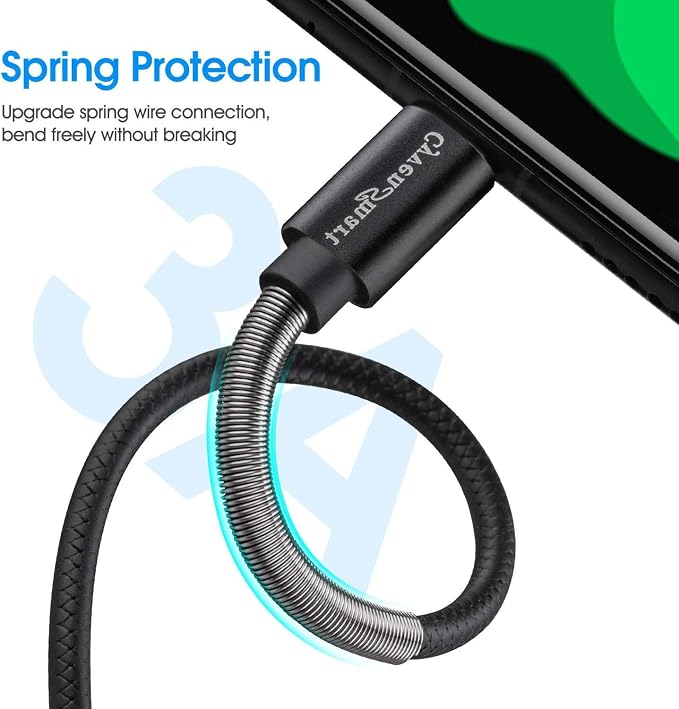 [5Pack 1ft] Compatible with Samsung Galaxy S9 S10 S8 Plus Charger Cord(3A Fast Charging), TPE USB C Type Charger Cable,USB A to Type C Replacement for Samsung A32/A12/A10e/A20/A51 20/9/8,LG-Black - Image 2