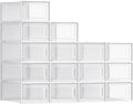 SONGMICS Shoe Boxes, Clear Plastic Sneaker Box, Pack of 15 | Stackable Shoe Storage Organizers, for Closet, 13.1 x 9.1 x 5.6 Inches, Transparent and White, DENNYS Collection ULSP015W02 by Unknown