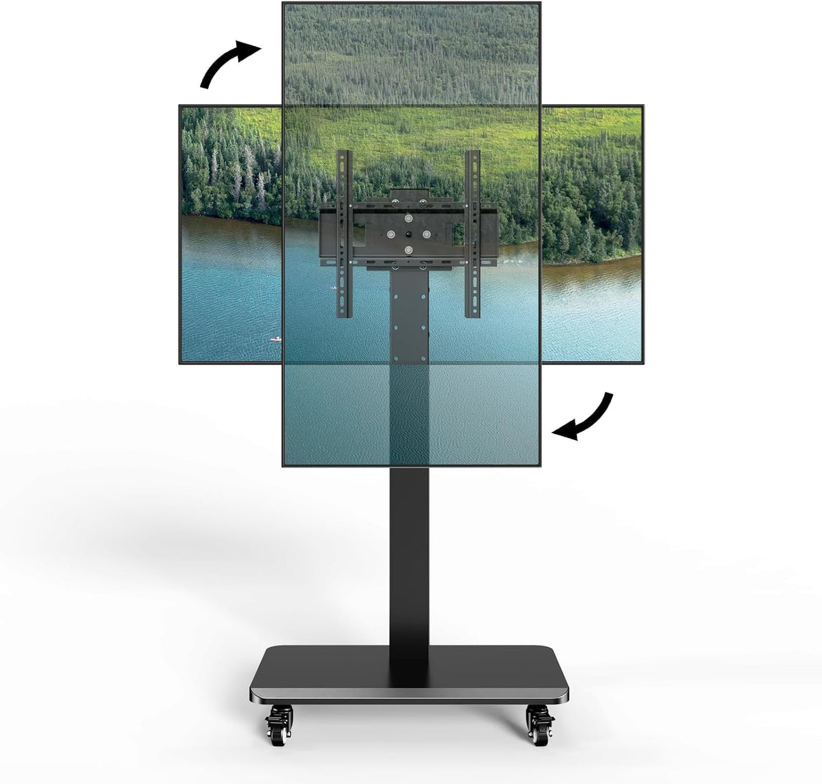 Mobile TV Cart with Wheels.Rolling TV Stand for 26 to 65 Inch Flat Panel Screens,Portrait to Landscape,Height Adjustable Portable TV Stand Holds Up to 100lbs,Max VESA 400x400mm (Black) by BEISHI