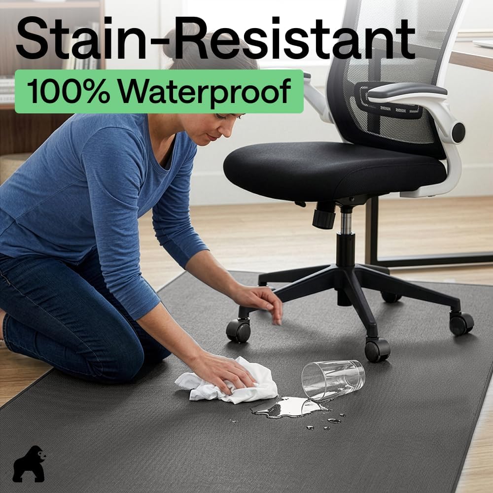 GORILLA GRIP Office Chair Mat for Hard Floors, Under Desk Rug, 46x34 Gray - Image 7