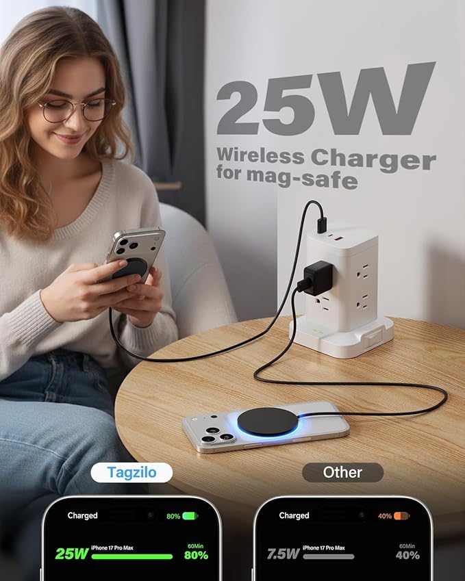 2Pack Magnetic Wireless Charger 25W Fast Charger for iPhone 17/16/15/14/13/12 Series & AirPods, Portable Wireless Charging Pad for Travel Home Office Desk, 10FT-Black with Plugs - Image 3