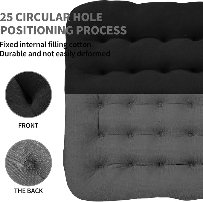 BUYUE Good Support Office Chair Cushion Padded, Soft Velvet Comfortable Non-Slip Seat Cushion for Computer Desk Kitchen Chair (1 Count, Black) - Image 3