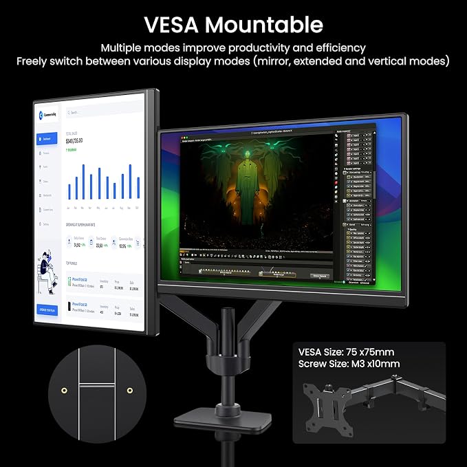 VILVA 17.3" QHD 165Hz USB-C HDMI Gaming Monitor | 17.3" QHD 165Hz IPS, slim metal+stand, USB-C/HDMI, for PC/PS5/Xbox/Switch, gaming. - Image 9
