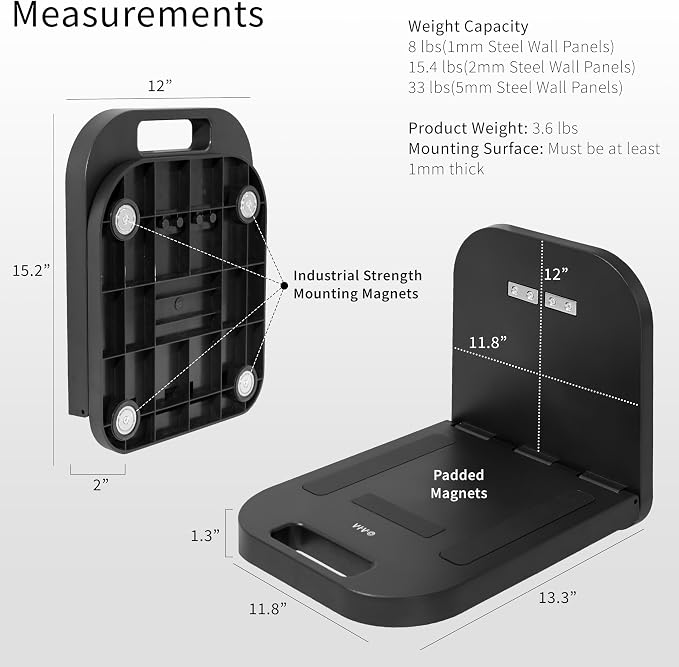 VIVO Black Magnetic 12 x 13 inch Portable Laptop Workstation, DESK-MAG01 | Notebook/Tablet Shelf, Utility Platform, Hands-Free Compact Desk, Attaches to Flat Steel Surfaces - Image 3