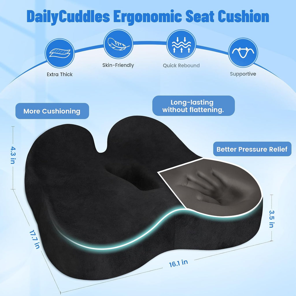Seat Cushion, Office Chair Cushion, Supportive Donut Pillow, Black - Image 5
